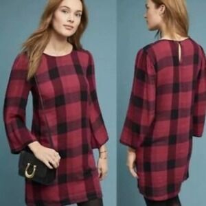 Anthropologie Cloth & Stone Plaid Tunic Dress Medium